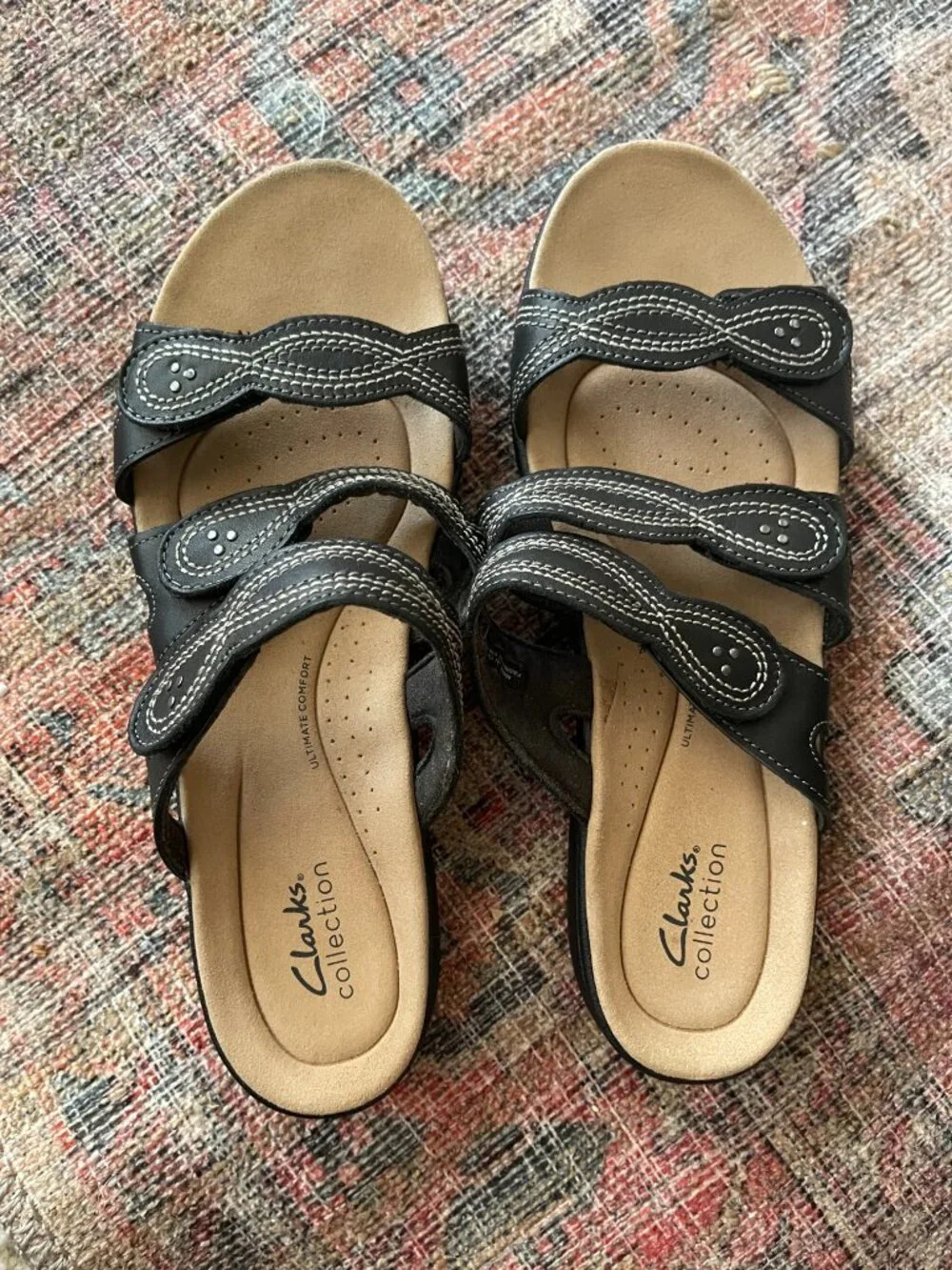 Clarks Women's Laurieann Rio Sandals in Black Sz: 10 leather casual lightweight